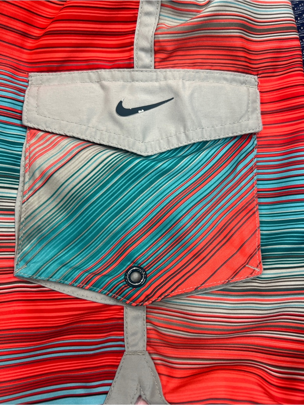 Nike Men’s Striped Swim Trunks Coral Teal - Picture 4 of 8